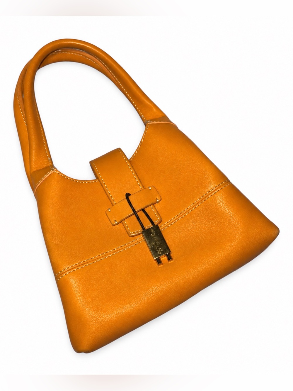 Loro Piana Vintage Orange Leather Mini Handbag | Top Handle | Italian Luxury